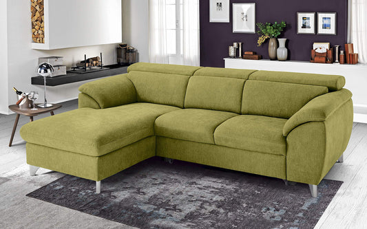 Dafne Italian Design Divano Letto angolare 3 posti con penisola a Sinistra. Tessuto Romeo Verde Acido (cm. 269 x 175 x 94h)
