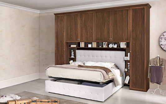 Dafne Italian Design Ponte a 6 Ante battenti. Effetto Noce - Non Comprende Il Letto (cm. 320 x 55 x 251h)