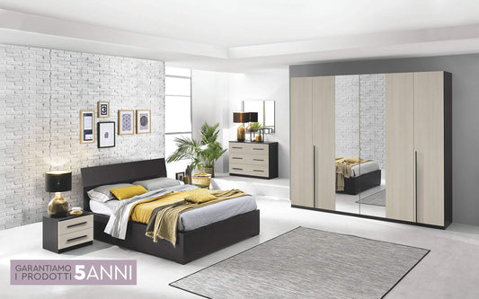 Dafne Italian Design Camera Completa - Ghisa, Effetto Pino Chiaro (cm. 274 x 60 x 250 cm)