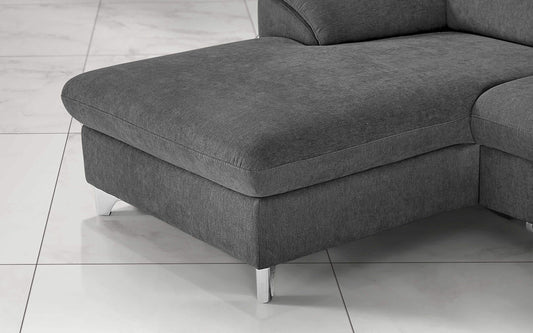 Dafnedesign.com - Divano letto matrimoniale angolare 3 posti letto con penisola a sinistra - colore: fumo - materiale: tessuto - cm. 269 x 175 x 94h