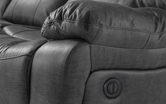 Dafnedesign.Com - Divano 2 posti con n.2 Recliner elettrici - Colore: Grigio - cm. 169 x 105 x 105h