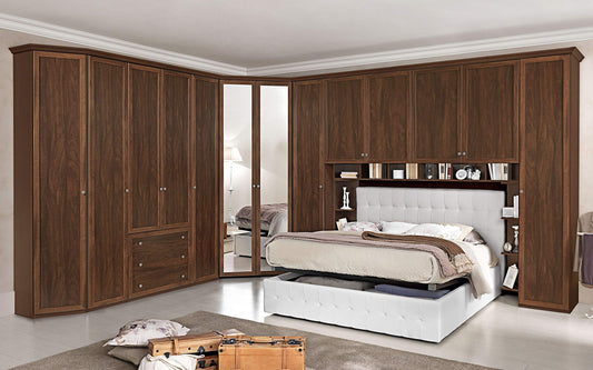 Dafne Italian Design Ponte a 6 Ante battenti. Effetto Noce - Non Comprende Il Letto (cm. 320 x 55 x 251h)