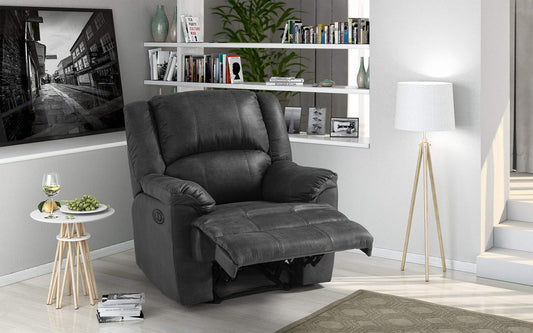 Dafne Italian Design Poltrona con Recliner Manuale. Similpelle Grigio (cm. 94 x 98 x 99h)