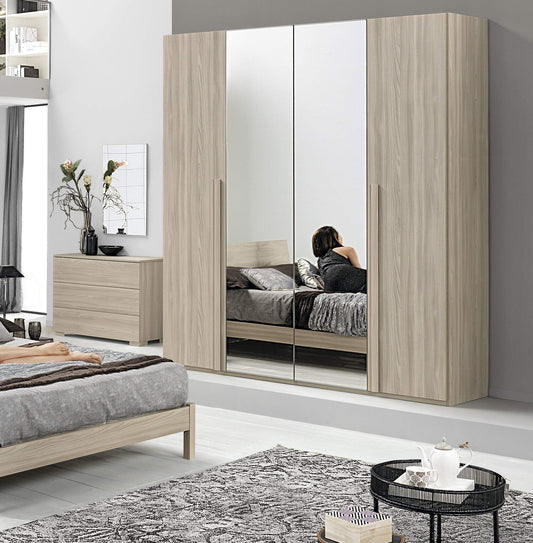Dafne Italian Design Camera Completa - Effetto Olmo Naturale (cm. 183 x 55 x 247h)