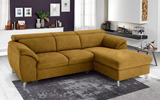 Dafne Italian Design Divano Letto angolare 3 posti con penisola a Destra. Tessuto Romeo ruggine (cm. 269 x 175 x 94h)