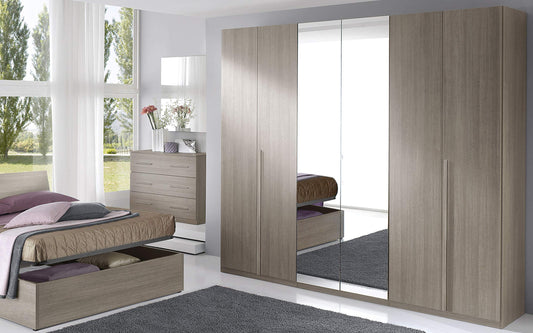 Dafne Italian Design Camera Completa - Effetto Rovere Grigio (cm. 274 x 60 x 250 cm)