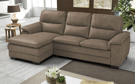Dafne Italian Design Divano angolare 3 posti con penisola a Sinistra. Tessuto Manila Elephant (cm. 275 x 158 x 94h)