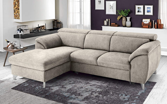 Dafne Italian Design Divano Letto angolare 3 posti con penisola a Sinistra. Tessuto Romeo Ecru (cm. 269 x 175 x 94h)