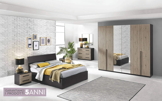 Dafne Italian Design Camera Completa - Ghisa, Effetto Quercia Tartufo (cm. 274 x 60 x 250 cm)