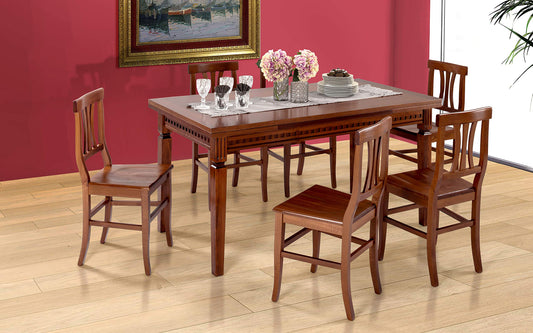Dafnedesign.Com - Tavolo allungabile in Legno di pioppo Intagliato - Dimensioni cm. 160 x 86 x 80h