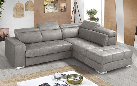 Dafne Italian Design Divano Letto angolare 3 posti con penisola a Destra. Tessuto Tay Tay Light Grey (cm. 266 x 230 x 94h)