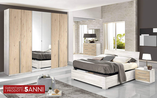 Dafne Italian Design Camera Completa - Effetto Quercia Bianca, Quercia Naturale (cm. 274 x 60 x 250 cm)