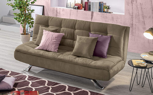 Divano 3 posti in tessuto lavabile marrone - 192 x 96 x 90 cm. trasformabile in letto una piazza e mezza