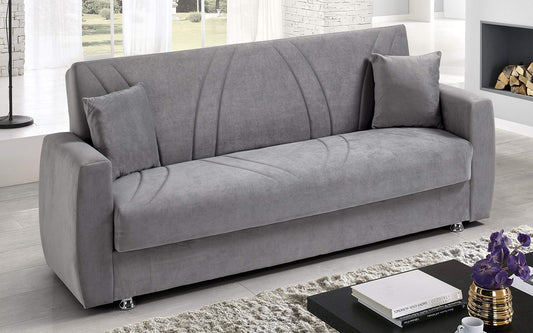 Dafne Italian Design Divano Letto 3 posti. Microfibra Grigio Chiaro (cm. 225 x 87 x 92h)