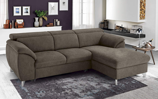 Dafne Italian Design Divano Letto angolare 3 posti con penisola a Destra. Tessuto Romeo Marrone Chiaro (cm. 269 x 175 x 94h)