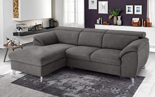 Dafne Italian Design Divano Letto angolare 3 posti con penisola a Sinistra. Tessuto Romeo Grigio Londra (cm. 269 x 175 x 94h)