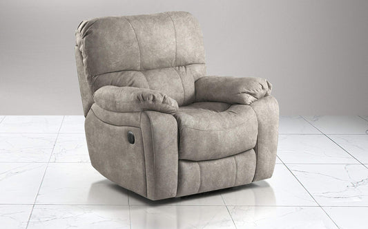 Dafne Italian Design Poltrona con Recliner Manuale. Similpelle Effetto Nabuk Light Grey (cm. 109 x 105 x 105h)