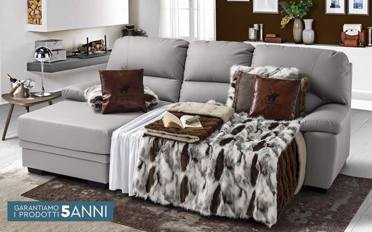 Dafnedesign.Com - Divano Letto 3 posti con penisola a Sinistra - Colore: Grigio - cm. 252 x 160 x 92h