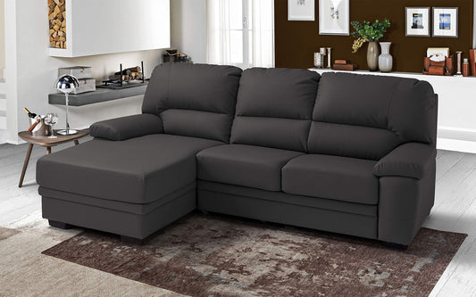 Dafne Italian Design Divano Letto angolare 2 posti con penisola a Sinistra. Similpelle Grigio (cm. 260 x 90 x 95h)