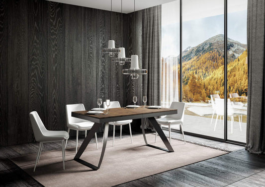 Dafne Italian Design Tavolo Proxy Evolution piano Noce 90x160 allungato 264 telaio Antracite