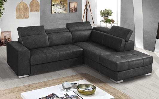 Dafne Italian Design Divano Letto angolare 3 posti con penisola a Destra. Tessuto Tay Tay Dark Grey (cm. 266 x 230 x 94h)