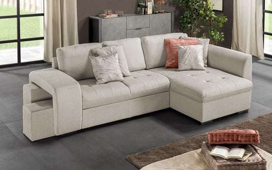 Divano letto con penisola a sinistra Tessuto new york black