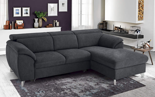 Dafne Italian Design Divano Letto angolare 3 posti con penisola a Destra. Tessuto Romeo Antracite (cm. 269 x 175 x 94h)