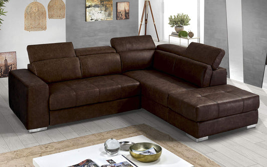 Dafne Italian Design Divano Letto angolare 3 posti con penisola a Destra. Tessuto Tay Tay Ebony (cm. 266 x 230 x 94h)