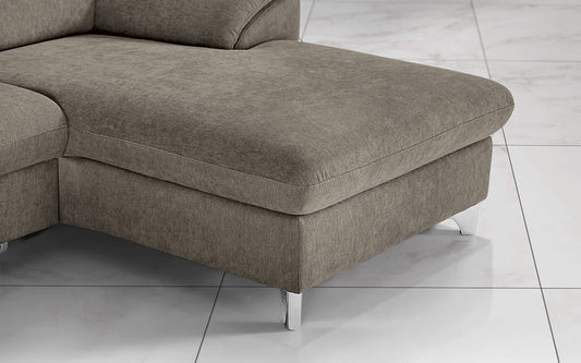 Dafnedesign.com - Divano letto matrioniale angolare 3 posti letto con penisola a destra - colore: camoscio - materiale: tessuto - cm. 269 x 175 x 94h