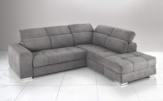 Dafnedesign.com - Divano angolare 3 posti con penisola e contenitore - Colore: grigio- tessuto - Divano letto angolare 3 posti con penisola dimensioni: cm. 266 x 230 x 94h (STD)
