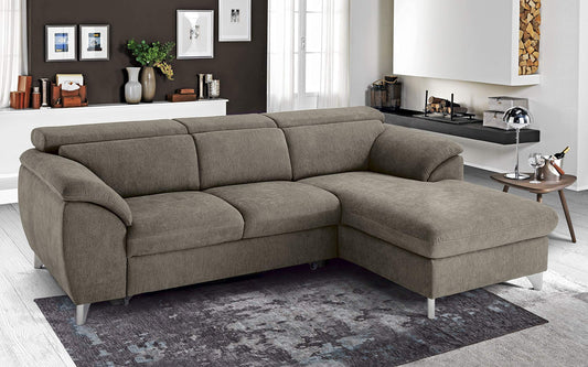 Dafne Italian Design Divano Letto angolare 3 posti con penisola a Destra. Tessuto Romeo camoscio (cm. 269 x 175 x 94h)