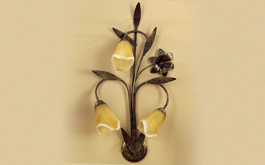 Dafnedesign.com - Applique ottone fiori e foglie - Dimensioni: cm. L40 x 70h - (DFL)