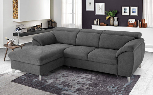 Dafne Italian Design Divano Letto angolare 3 posti con penisola a Sinistra. Tessuto Romeo Fumo (cm. 269 x 175 x 94h)