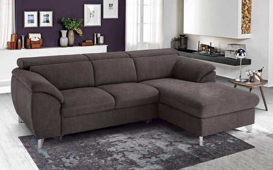 Dafne Italian Design Divano Letto angolare 3 posti con penisola a Destra. Tessuto Color caffè (cm. 269 x 175 x 94h)