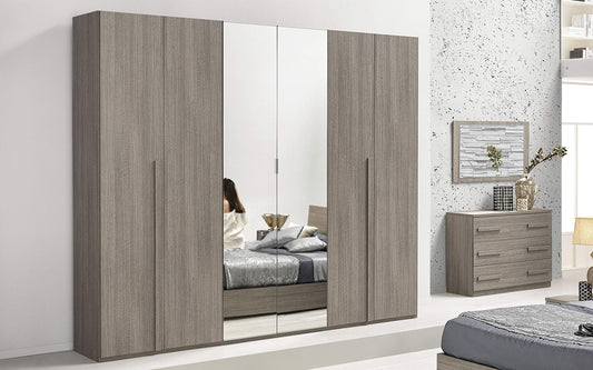 Dafne Italian Design Camera Completa - Effetto Rovere Grigio (cm. 274 x 55 x 247 cm)