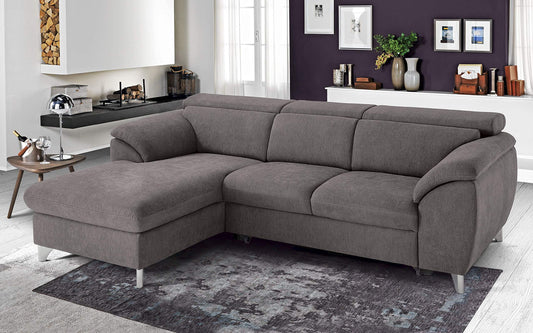 Dafne Italian Design Divano Letto angolare 3 posti con penisola a Sinistra. Tessuto Romeo Nocciola (cm. 269 x 175 x 94h)