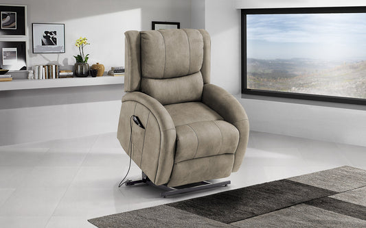 Dafnedesign.com - Poltrona alzapersona con recliner elettrico (cm. 84 x 81 x 66h) - materiale: similpelle grigio chiaro
