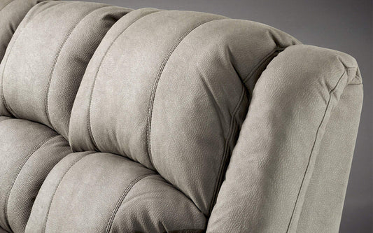 Dafne Italian Design Divano 3 posti con 2 Recliner elettrici. Similpelle Effetto Nabuk Light Grey (cm. 206 x 88 x 102h)