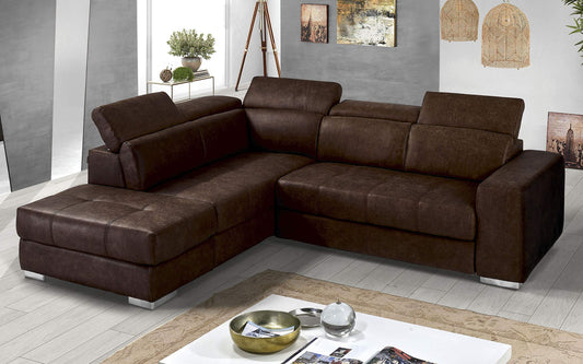 Dafne Italian Design Divano Letto angolare 3 posti con penisola a Sinistra. Tessuto Tay Tay Ebony (cm. 266 x 230 x 94h)