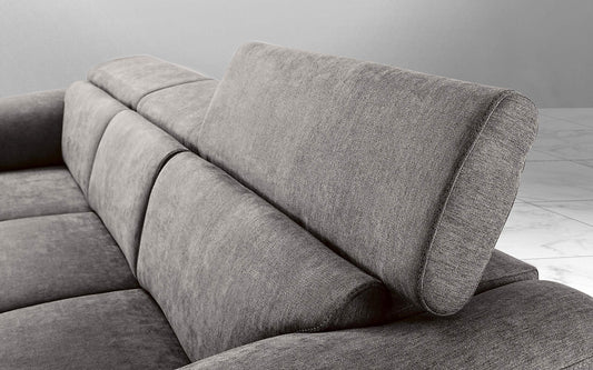 Dafnedesign.com - Divano letto matrimoniale angolare 3 posti letto con penisola a sinistra - colore: grigio platino - materiale: tessuto - cm. 269 x 175 x 94h