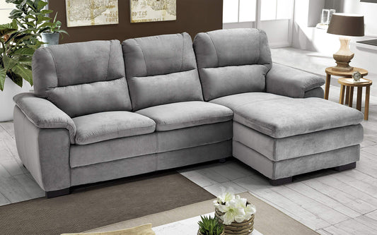 Dafne Italian Design Divano angolare 3 posti con penisola a Destra. Tessuto Gordon Silver (cm. 275 x 158 x 94h)