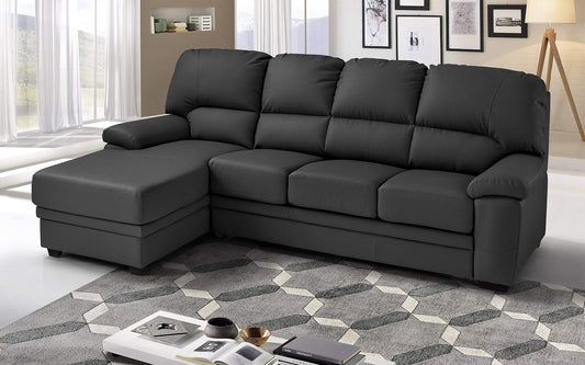 Dafne Italian Design Divano Letto angolare 3 posti con penisola a Sinistra. Similpelle Grigio (cm. 269 x 162 x 92h)