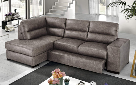 Dafne Italian Design Divano Letto angolare 3 posti con penisola a Sinistra. Tessuto Tay Tay Elephant (cm. 251 x 175 x 97h)