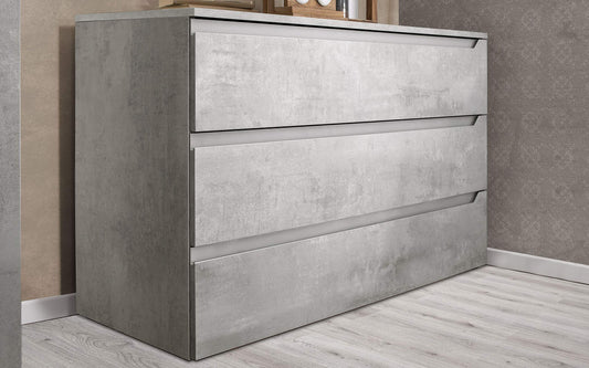 Dafne Italian Design Comò a 3 cassetti. Cemento Ash (cm. 120 x 46 x 75h)