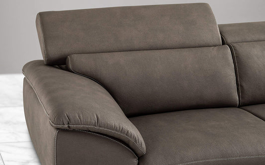 Dafne Italian Design Divano Letto angolare 3 posti con penisola a Destra. Similpelle Effetto Nabuk Elephant (cm. 269 x 175 x 94h)