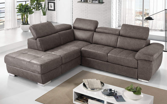 Dafne Italian Design Divano Letto angolare 3 posti con penisola a Sinistra. Tessuto Tay Tay Elephant (cm. 285 x 245 x 97h)