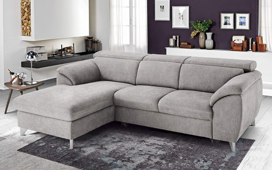 Dafne Italian Design Divano Letto angolare 3 posti con penisola a Sinistra. Tessuto Romeo Perla (cm. 269 x 175 x 94h)