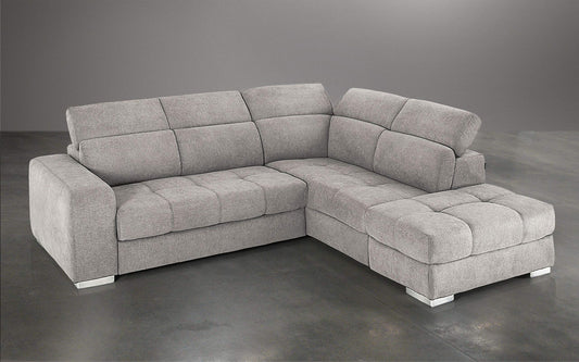 Dafne Italian Design Divano Letto angolare 3 posti con penisola a Destra. Tessuto Romeo Perla (cm. 266 x 230 x 94h)