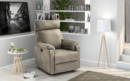 Dafne Italian Design Poltrona con Recliner Elettrico cm. (98 x 85 x 108h) - Materiale: Similpelle Grigio Chiaro