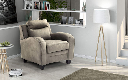 Dafne Italian Design Poltrona Similpelle Effetto Nabuk Light Grey (cm. 92 x 90 x 94h)